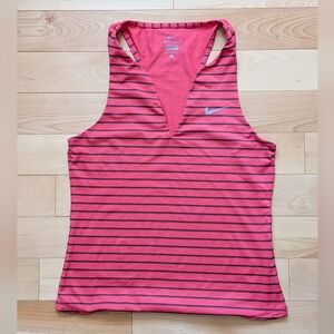 Nike Pink Striped V-Neck Athletic Tank
